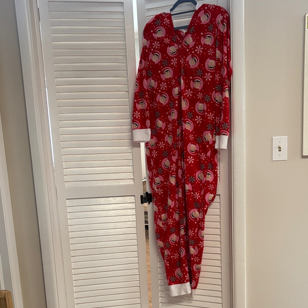 Festive Red Elf on the Shelf Kids one piece Pajamas